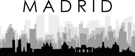 Ilustración de Paisaje urbano negro panorama con edificios de ciudad brumosos grises fondo de MADRID, ESPAÑA - Imagen libre de derechos