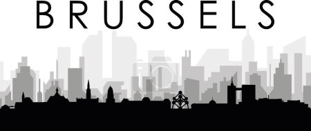 Ilustración de Paisaje urbano negro panorama con edificios de ciudad brumosos grises fondo de BRUSELAS, BÉLGICA - Imagen libre de derechos