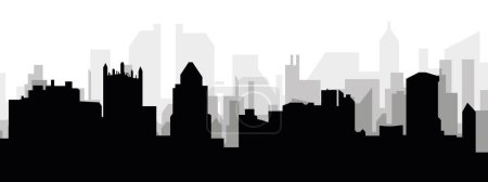Ilustración de Paisaje urbano negro panorama con edificios grises brumosos de la ciudad fondo de PITTSBURGH, EE.UU. - Imagen libre de derechos