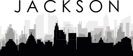 Ilustración de Paisaje urbano negro panorama con edificios grises brumosos de la ciudad fondo de JACKSON, EE.UU. - Imagen libre de derechos