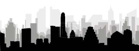Ilustración de Escenario urbano negro con edificios grises brumosos AUSTIN, ESTADOS UNIDOS - Imagen libre de derechos
