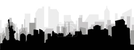 Ilustración de Paisaje urbano negro panorama con edificios de ciudad brumosos grises fondo de NUEVA YORK, ESTADOS UNIDOS - Imagen libre de derechos