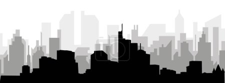 Ilustración de Paisaje urbano negro panorama con edificios de ciudad brumosos grises fondo de FRANKFURT, ALEMANIA - Imagen libre de derechos