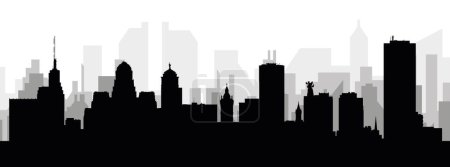 Ilustración de Paisaje urbano negro panorama con edificios de ciudad brumosos grises fondo de BUFFALO, ESTADOS UNIDOS - Imagen libre de derechos