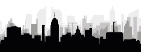 Ilustración de Paisaje urbano negro panorama con edificios de ciudad brumosos grises fondo de LANSING, ESTADOS UNIDOS - Imagen libre de derechos
