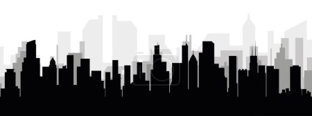 Black cityscape skyline panorama with gray misty city buildings background of CHICAGO, UNITED STATES