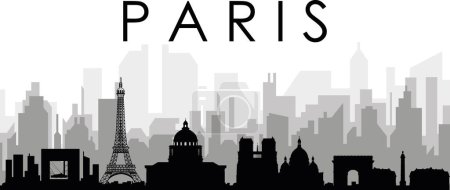 Ilustración de Paisaje urbano negro panorama con edificios de ciudad brumosos grises fondo de PARÍS, FRANCIA - Imagen libre de derechos