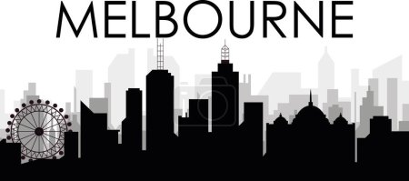Ilustración de Escenario urbano negro con edificios grises brumosos de MELBOURNE, AUSTRALIA - Imagen libre de derechos
