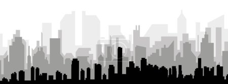 Ilustración de Paisaje urbano negro panorama con edificios de ciudad brumosos grises fondo de MIAMI, ESTADOS UNIDOS - Imagen libre de derechos