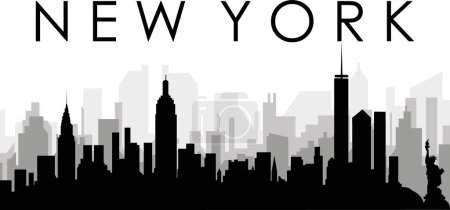 Ilustración de Paisaje urbano negro panorama con edificios de ciudad brumosos grises fondo de la ciudad de Nueva York, ESTADOS UNIDOS - Imagen libre de derechos