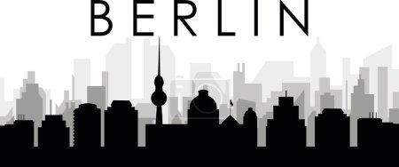 Ilustración de Paisaje urbano negro panorama con edificios grises brumosos de la ciudad fondo de BERLÍN, ALEMANIA - Imagen libre de derechos