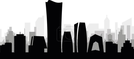 Ilustración de Paisaje urbano negro panorama con edificios de ciudad brumosos grises fondo de BEIJING, CHINA - Imagen libre de derechos