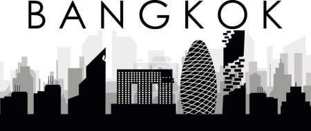 Ilustración de Paisaje urbano negro panorama con edificios de ciudad brumosos grises fondo de BANGKOK, TAILANDIA - Imagen libre de derechos