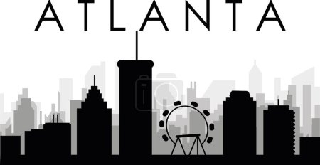 Ilustración de Paisaje urbano negro panorama con edificios de ciudad brumosos grises fondo de ATLANTA, ESTADOS - Imagen libre de derechos