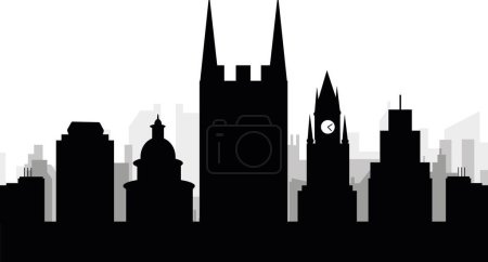 Ilustración de Paisaje urbano negro panorama con edificios de ciudad brumosos grises fondo de DERBY, REINO UNIDO - Imagen libre de derechos