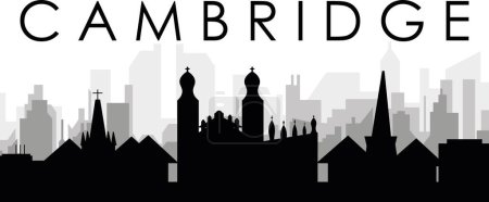 Ilustración de Paisaje urbano negro panorama con edificios de ciudad brumosos grises fondo de CAMBRIDGE, REINO UNIDO - Imagen libre de derechos