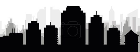 Ilustración de Paisaje urbano negro panorama con edificios de ciudad brumosos grises fondo de HONOLULU, ESTADOS UNIDOS - Imagen libre de derechos