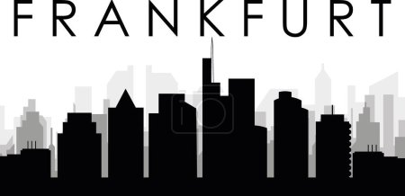 Ilustración de Paisaje urbano negro panorama con edificios de ciudad brumosos grises fondo de FRANKFURT, ALEMANIA - Imagen libre de derechos