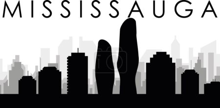 Ilustración de Paisaje urbano negro panorama con edificios de ciudad brumosos grises fondo de MISSISSAUGA, CANADÁ - Imagen libre de derechos