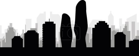 Ilustración de Paisaje urbano negro panorama con edificios de ciudad brumosos grises fondo de MISSISSAUGA, CANADÁ - Imagen libre de derechos