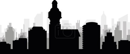 Ilustración de Paisaje urbano negro panorama con edificios de ciudad brumosos grises fondo de MONTEVIDEO, URUGUAY - Imagen libre de derechos