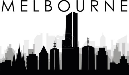 Ilustración de Escenario urbano negro con edificios grises brumosos de MELBOURNE, AUSTRALIA - Imagen libre de derechos