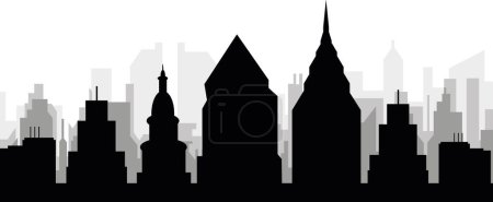 Ilustración de Paisaje urbano negro panorama con edificios de ciudad brumosos grises fondo de FILADELFIA, ESTADOS UNIDOS - Imagen libre de derechos