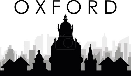 Ilustración de Paisaje urbano negro panorama con edificios de ciudad brumosos grises fondo de OXFORD, REINO UNIDO - Imagen libre de derechos