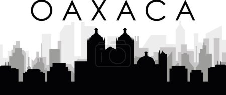 Ilustración de Paisaje urbano negro panorama con edificios de ciudad brumosos grises fondo de OAXACA, MÉXICO - Imagen libre de derechos