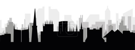 Ilustración de Paisaje urbano negro panorama con edificios grises brumosos de la ciudad fondo de YORK, REINO UNIDO - Imagen libre de derechos