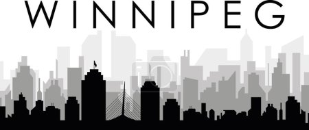 Ilustración de Paisaje urbano negro panorama con edificios de ciudad brumosos grises fondo de WINNIPEG, CANADÁ - Imagen libre de derechos