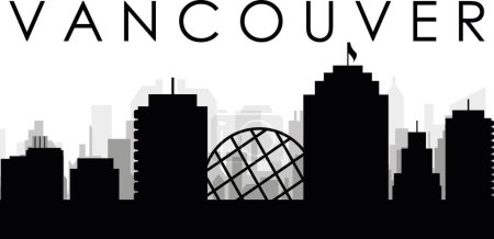 Ilustración de Paisaje urbano negro panorama con edificios de ciudad brumosos grises fondo de VANCOUVER, CANADÁ - Imagen libre de derechos
