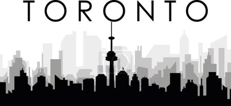 Ilustración de Paisaje urbano negro panorama con edificios de ciudad brumosos grises fondo de TORONTO, CANADÁ - Imagen libre de derechos