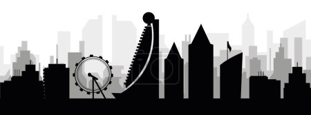 Ilustración de Paisaje urbano negro panorama con edificios de ciudad brumosos grises fondo de SHARJAH, EMIRATOS ÁRABES UNIDOS - Imagen libre de derechos