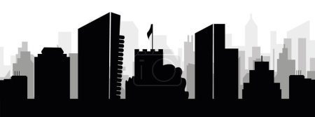Ilustración de Paisaje urbano negro panorama con edificios de ciudad brumosos grises fondo de SOUTHAMPTON, REINO UNIDO - Imagen libre de derechos