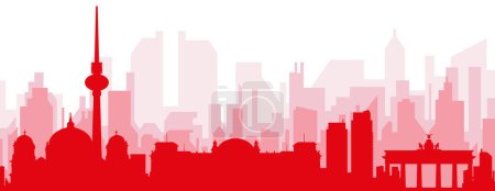 Ilustración de Cartel panorámico rojo del skyline de la ciudad con edificios de fondo transparente brumoso rojizo de BERLÍN, ALEMANIA - Imagen libre de derechos
