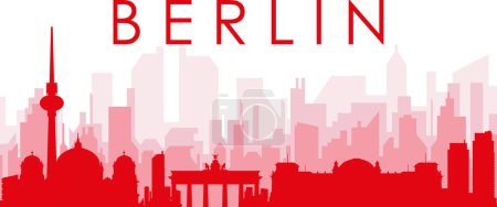 Ilustración de Cartel panorámico rojo del skyline de la ciudad con edificios de fondo transparente brumoso rojizo de BERLÍN, ALEMANIA - Imagen libre de derechos