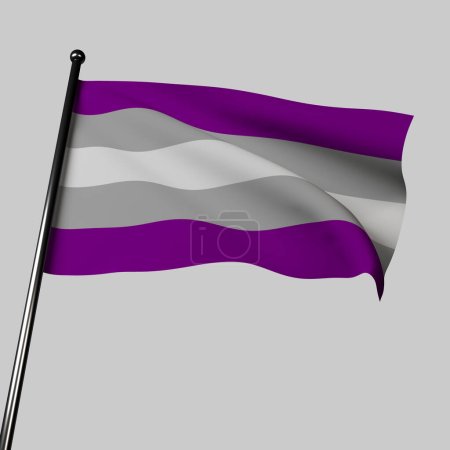 Photo for Greysexual Pride Flag gracefully waves, symbolizing individuals who identify as asexual but do not fit into primary categories of asexuality. 3D rendering of a cloth flag represents the LGBT community - Royalty Free Image