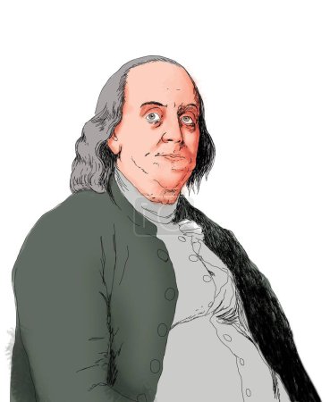 Photo for Realistic illustration of American leader Benjamin Franklin - Royalty Free Image