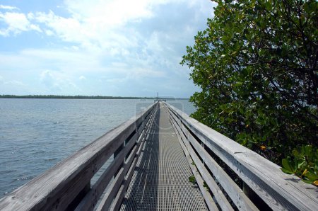 Téléchargez les photos : Passerelle en bois vers la rivière indienne en Floride, États-Unis - en image libre de droit