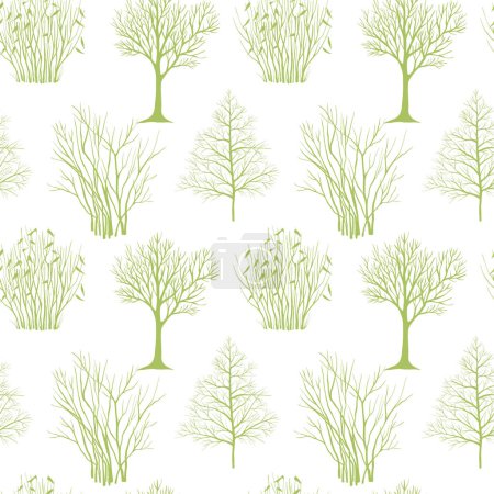Photo for Winter trees and bushes. Seamless pattern. Hand drawn line art. Nature background. - Royalty Free Image