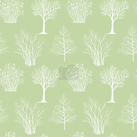 Photo for Winter trees and bushes. Seamless pattern. Hand drawn line art. Nature background. - Royalty Free Image