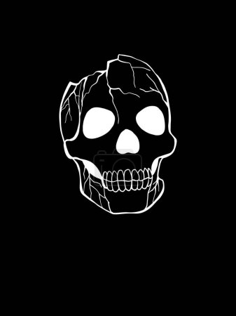 Illustration for Halloween Skull as design element. Hand drawn digital illustration. Isolated on black background. - Royalty Free Image
