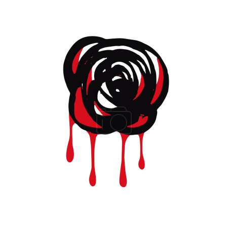 Halloween blutige Rose als Gestaltungselement. Handgezeichnete digitale Illustration. Isoliert auf weißem Hintergrund.