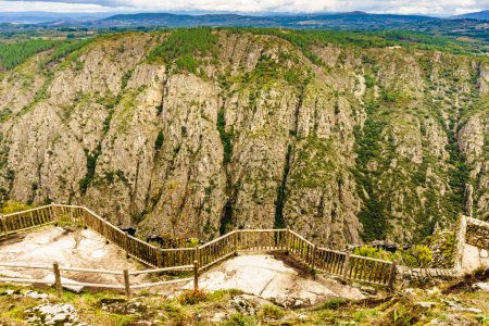 Photo for Mountain view from Balcon de Madrid viewing point. River Sil Canyon in Parada de Sil in Galicia, Spain. Mountain view from Balcon de Madrid lookout. Place to visit. - Royalty Free Image
