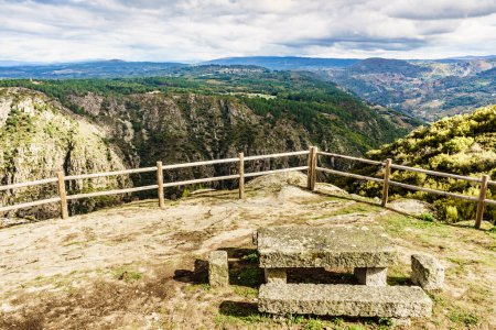 Photo for Mountain view from Balcon de Madrid viewing point. River Sil Canyon in Parada de Sil in Galicia, Spain. Mountain view from Balcon de Madrid lookout. Place to visit. - Royalty Free Image