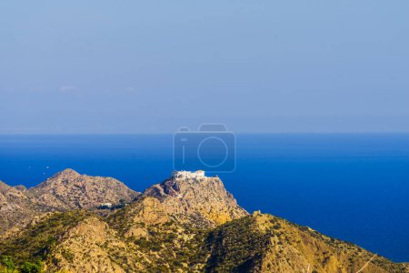 View from Granatilla Carboneras Viewpoint of coastal landscape. Cabo de Gata Natural Park, provincia Almeria, Spain.