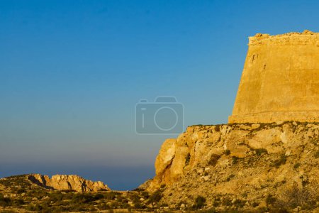 Mesa Roldan watchtower, Cabo de Gata Nijar Natural Park in Almeria province, Andalusia Spain. Tourist attraction, interesting places.