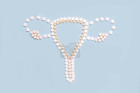 Téléchargez les photos : Concept médical utérin. utérus féminin fait de pilules - en image libre de droit