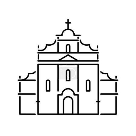Ilustración de Icono del templo católico. icono de línea vectorial sobre fondo blanco - Imagen libre de derechos